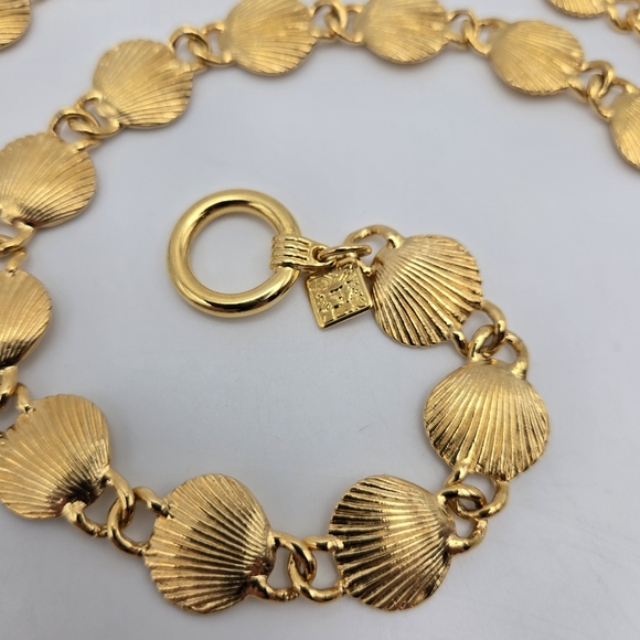 Anne Klein Seashell Necklace Long 36" Goldtone Ocean Mermaid Statement Beach - Picture 4 of 5